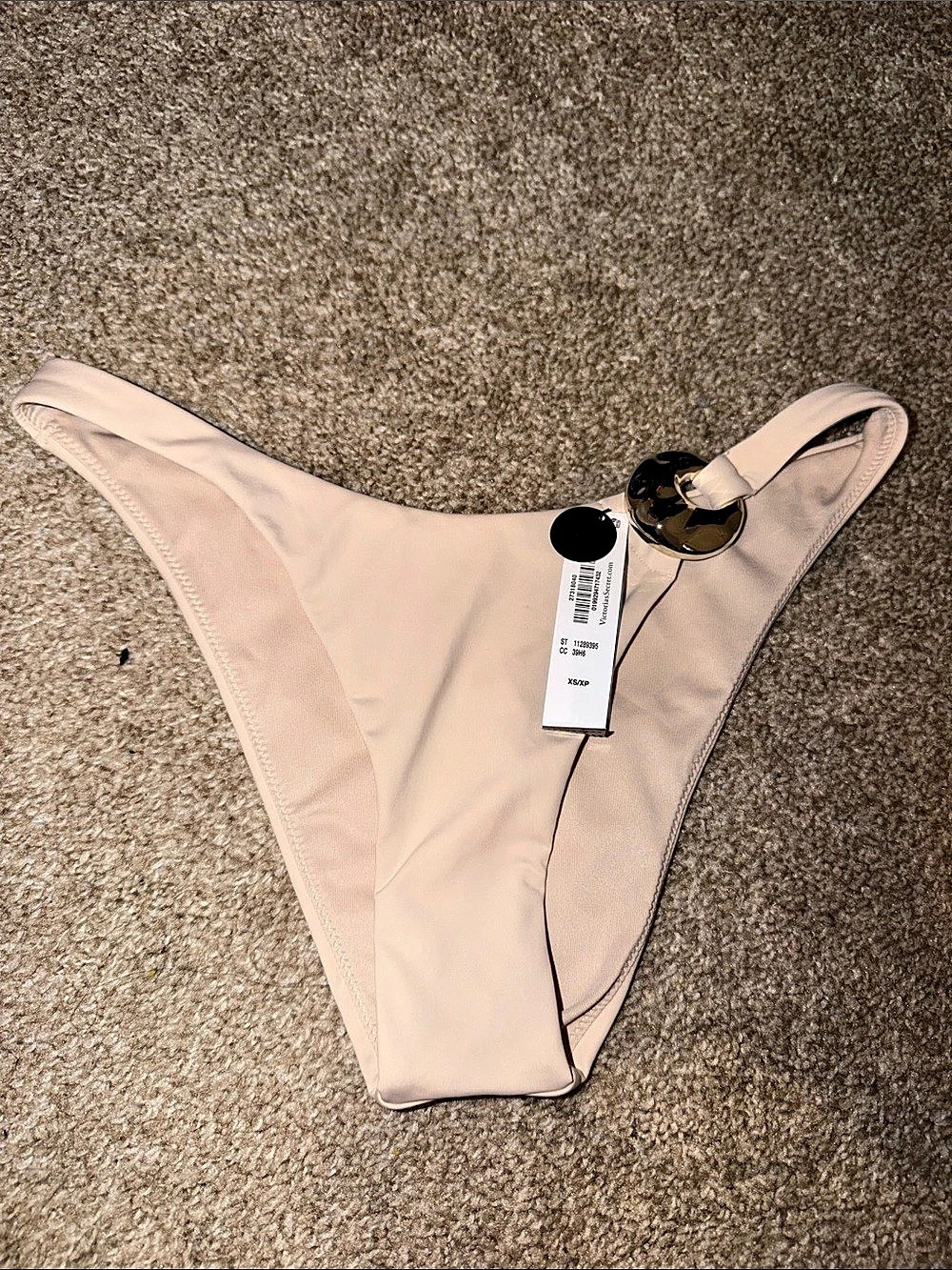 Victoria's Secret Hammered Hardware Brazilian Bikini Bottom beige XS